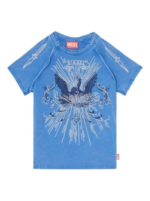 rhinestone-embellished raglan-sleeve T-shirt