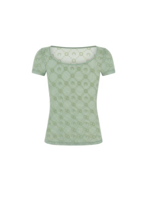 Recycled Mesh Flock Open Neck Top