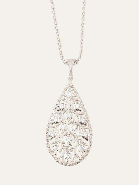 Ramage 18K White Gold Drop Shaped Pendant Necklace with Diamonds