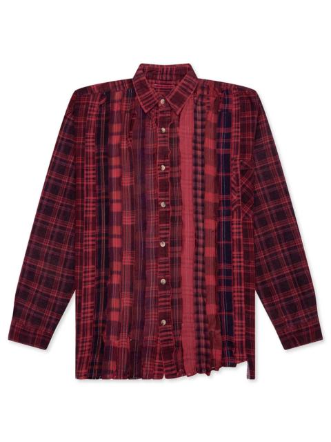 RIBBON WIDE OVER DYE FLANNEL SHIRT - RED