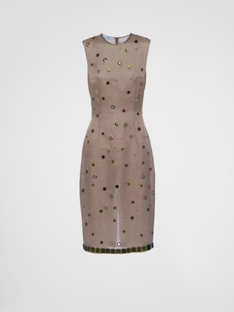 Organza dress with grommet embellishment