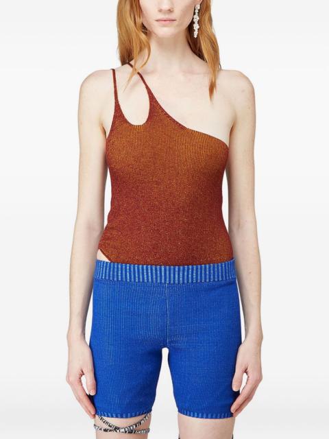 one-shoulder ribbed tank top