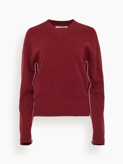 High V Neck Sweater in Ox Blood