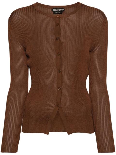 round-neck ribbed cardigan