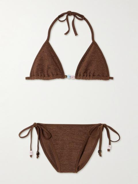 Gina Bead-embellished Original Crinkle Bikini