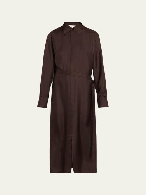 Long-Sleeve Deconstructed Silk Wrap Dress