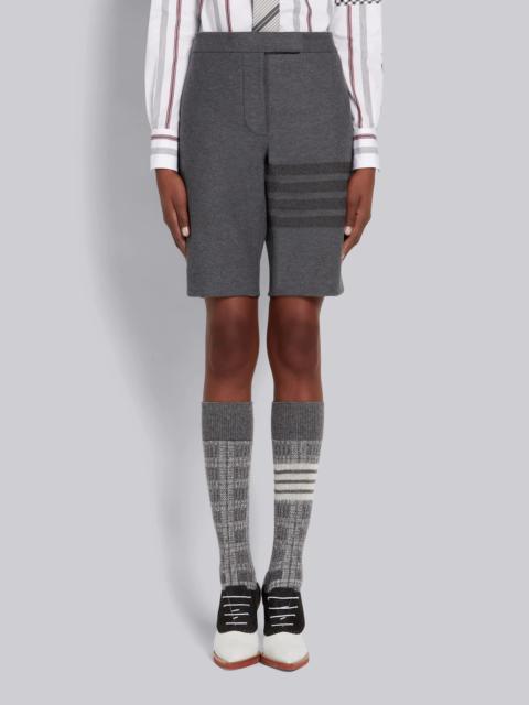 Medium Grey Double Face Tech Twill Tonal 4-Bar Bermuda Shorts