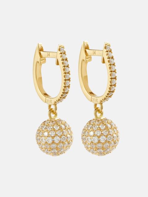 Ball 18kt gold drop earrings with diamonds