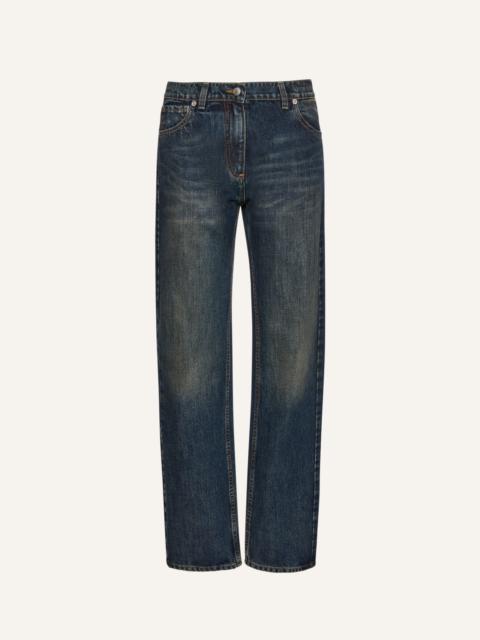 Straight-leg denim pants in dark vintage blue