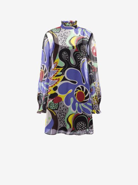 PSYCHEDELIC PRINT CHIFFON DRESS