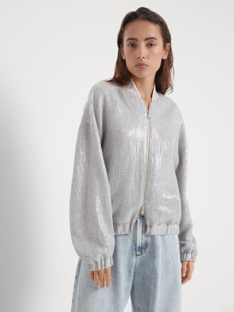 Linen gauze dazzling bomber jacket