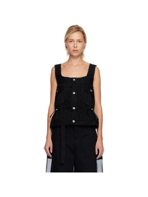 Black Square Neck Denim Tank Top