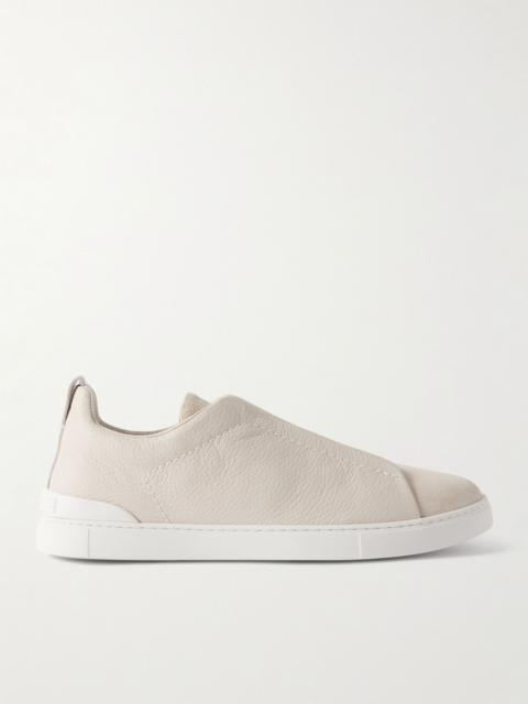 Triple Stitch Full-Grain Leather and Suede Sneakers Off-white