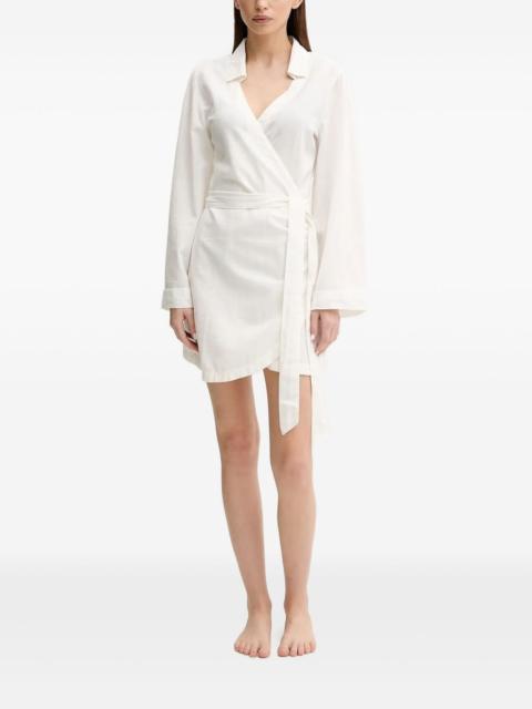 wrap-effect belted mini dress