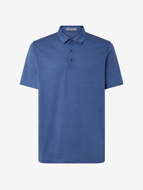 China blue button-up luxury jersey polo shirt