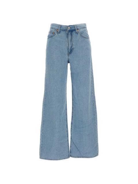 wide-leg button jeans