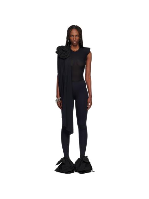Black Draped Bodysuit
