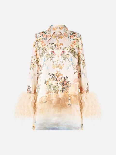 MINI SHIRT DRESS WITH FEATHERS