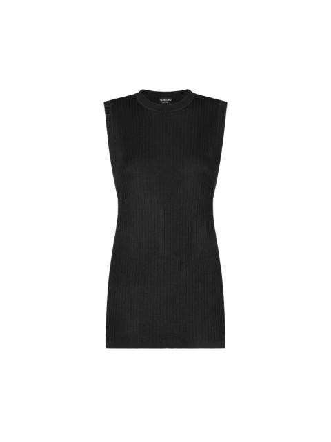 SLEEVELESS CREWNECK KNIT WITH SIDE SLITS