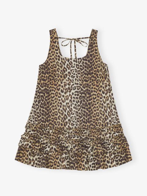 LEOPARD COTTON POPLIN MINI DRESS