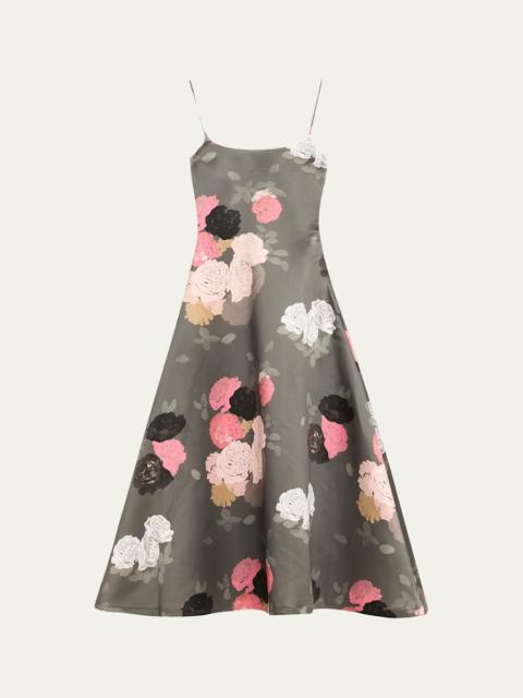 Nicole Floral Satin Midi Dress