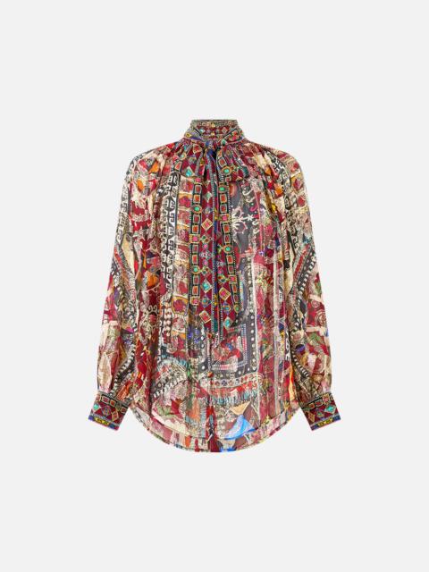 DETACHABLE PUSSY BOW RAGLAN BLOUSE