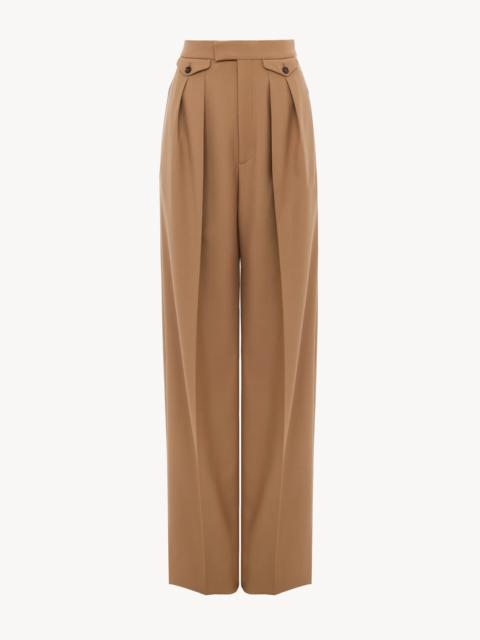 HIGH-RISE GATHERED PANTS IN WOOL GABARDINE