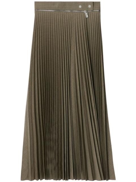 fully-pleated wool-blend skirt