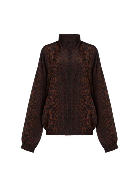Tracksuit-Style Silk-Crepe Blouse brown