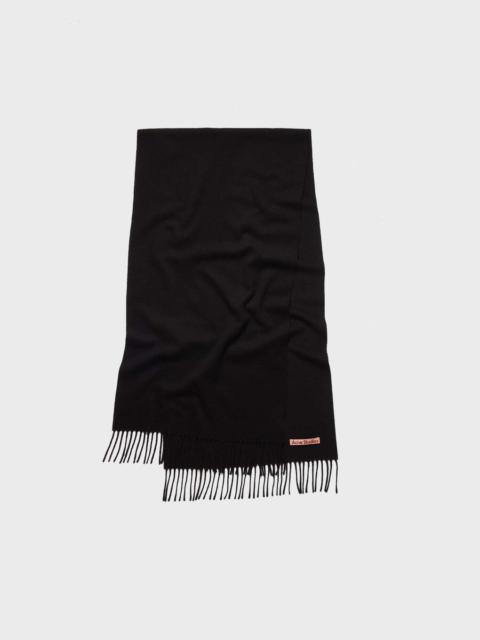 Fringe Wool Scarf Black ONESIZE