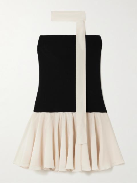 Illi Scarf-detailed Strapless Stretch-knit And Silk Crepe De Chine Mini Dress