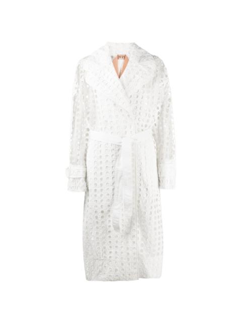 perforated-design midi coat