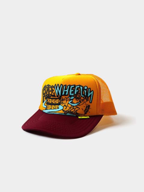 FREE WHEELIN' TRUCKER CAP - GOLD/BURGUNDY