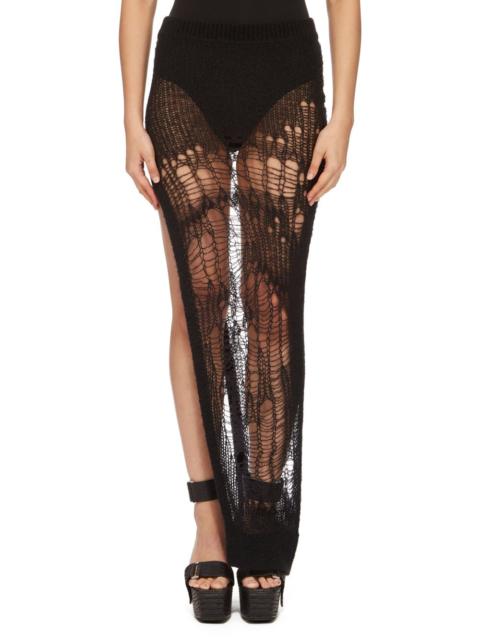 Spider Distressed Maxi Skirt Black