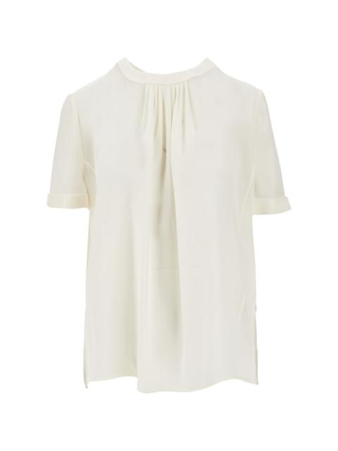 pleated-front blouse
