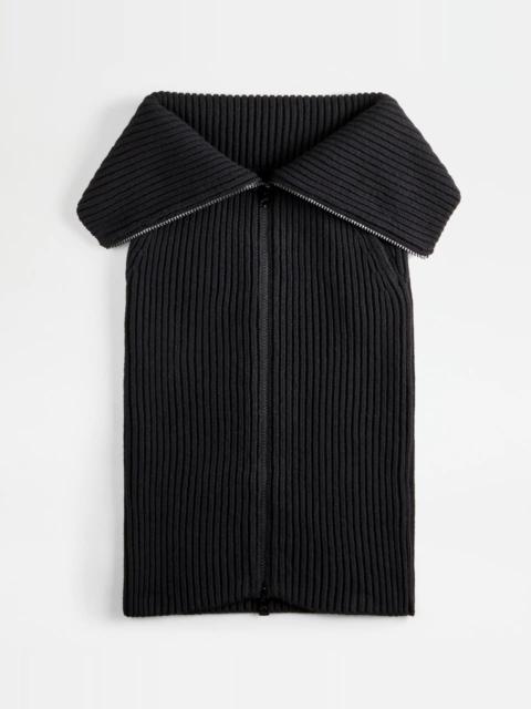 CASHMERE BLEND MIDI-SKIRT - BLACK