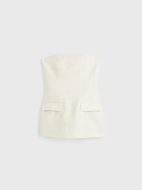 Strapless crepe pocket top ecru