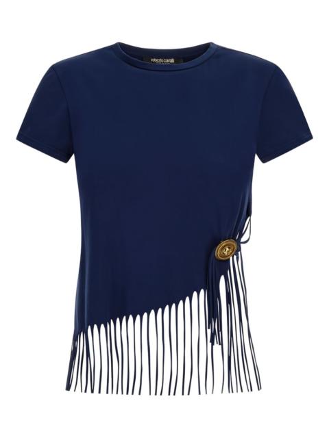 fringe-detail button T-shirt