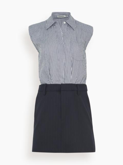 Graham Sleeveless Shirting Combo Mini Dress in Midnight Pinstripe Multi