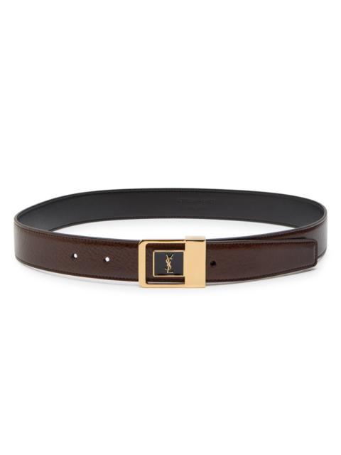 Saint Laurent Logo-engraved Grained Leather Belt