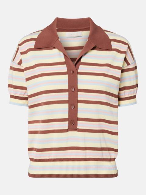 Sable striped cotton-blend polo shirt