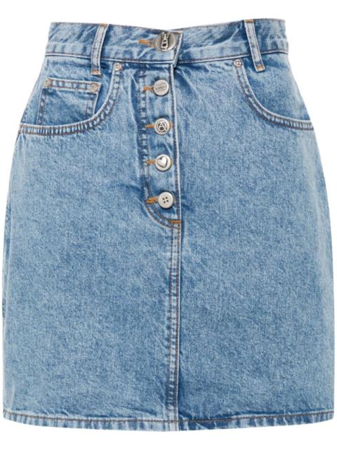 logo-engraved buttons denim skirt
