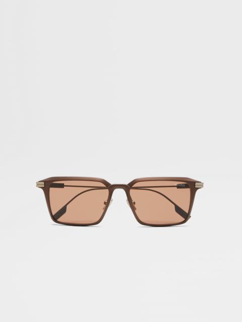 DARK BROWN ALUMINUM AND METAL SUNGLASSES