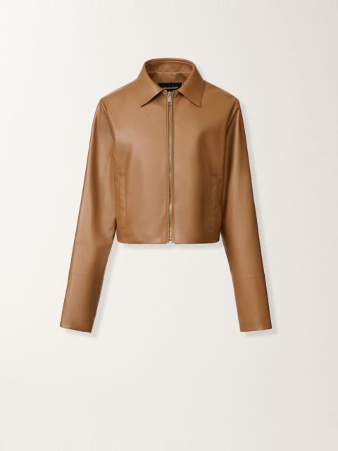 Boxy jacket in lissé nappa