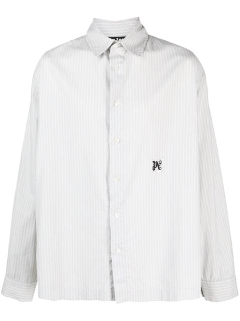 monogram-embroidered striped shirt