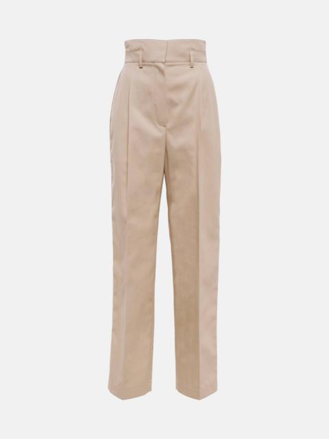 High-rise cotton-blend straight pants