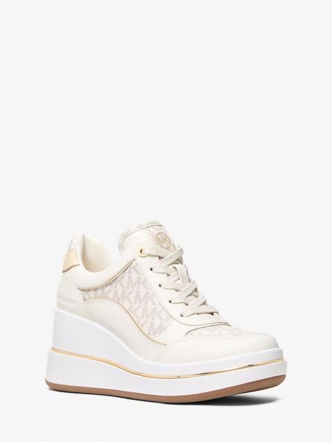 Emmy Signature Logo and Leather Wedge Trainer