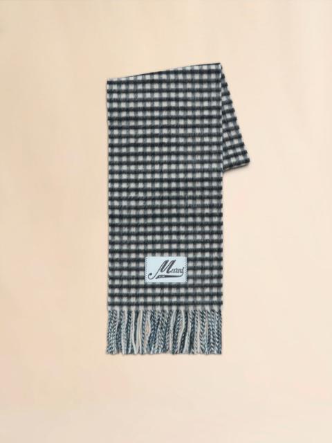 DOUBLE CHECK WOOL AND MOHAIR BLACK AND WHITE SCARF