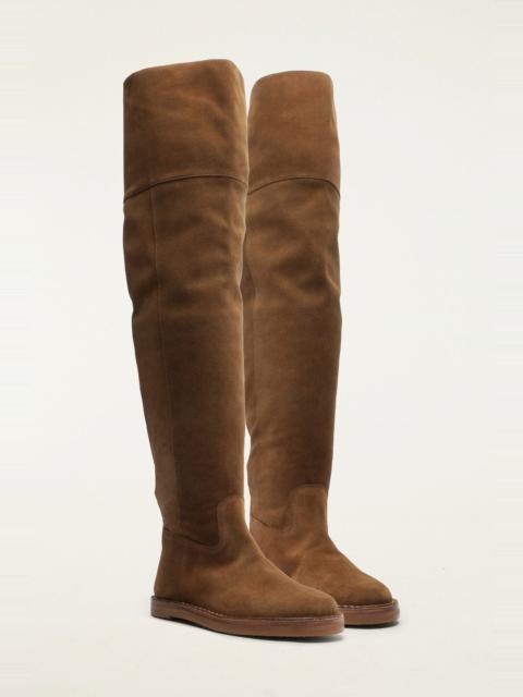 Brown Over The Knee Flat Boot