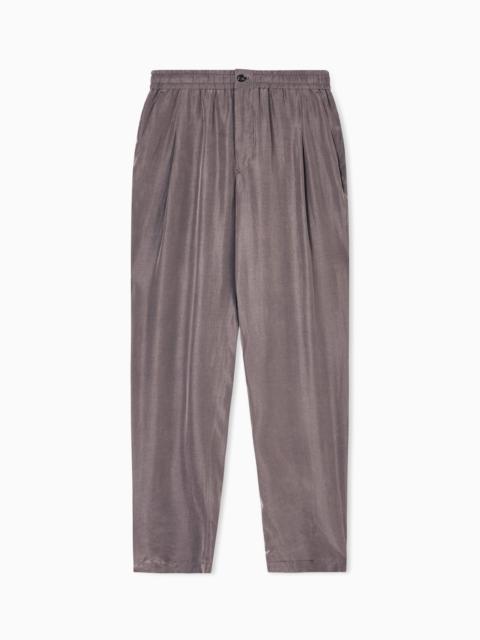 FLAT-FRONT TROUSERS IN FADED LYOCELL CANVAS